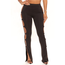 Tight, sporty, casual, hollowed out flare pants