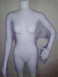 Long sleeve, mesh, Rhinestone, round neck dress