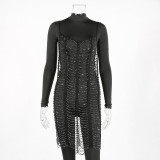 Hand crocheted, hollowed out, overlapped, Blouse Dress