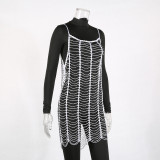 Hand crocheted, hollowed out, overlapped, Blouse Dress