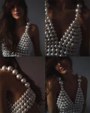 Fashion, pearl, suspender, vest