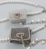 Mini sparkling Rhinestone, pearl, Key Purse