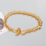 Gold, metal fish, three-dimensional pattern, elastic belt
