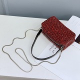 Color drill, 19cm, Rhinestone bag, underarm bag with diamond, small square bag