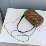 Color drill, 19cm, Rhinestone bag, underarm bag with diamond, small square bag