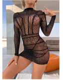 Jacquard, sexy underwear, hollow out, one-piece net