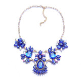 Colorful gem, alloy necklace