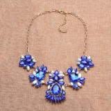Colorful gem, alloy necklace