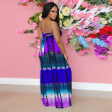 Tie dyed, chest wrapped one-piece wide leg pants