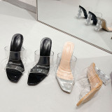 High heels, Muller shoes, Rhinestone transparent, sandals