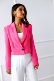 Solid color, long sleeve, button, lapel, small suit coat