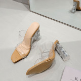 High heels, Muller shoes, Rhinestone transparent, sandals