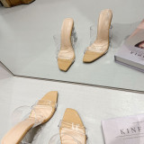High heels, Muller shoes, Rhinestone transparent, sandals
