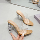 High heels, Muller shoes, Rhinestone transparent, sandals