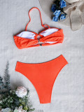 Bikini, neck hanging, swimsuit solid color