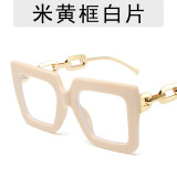Chain leg, eyeglass frame, large frame square, flat lens