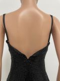 Shoulder strap, slit, Sequin dress