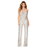Backless, Sequin, sleeveless Jumpsuit