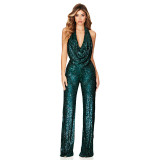 Backless, Sequin, sleeveless Jumpsuit