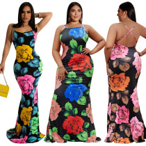 Floral print, tight, large dress