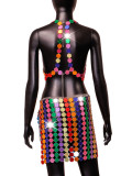 Nightclub, handmade, two piece set of stitched vest skirt