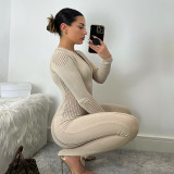Tight sweater, long pants, knitted long sleeves, Jumpsuit