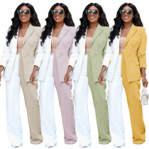 Color matching, long sleeved, suit top, casual pants suit