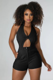 Solid color, high waist, hollow out, sleeveless bandage, Jumpsuit
