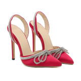 Color, satin, Rhinestone, 12cm, high heels
