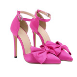 Color, satin, bow, 12cm, high heels