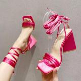 Triangle heel, flat belt, bandage, high-heeled shoes