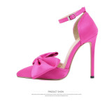Color, satin, bow, 12cm, high heels