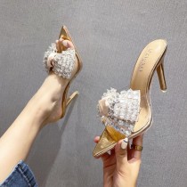 Rhinestones, bows, pointed ends, sandals