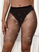 Rhinestone, fishing net, hollowed out, net drill skirt