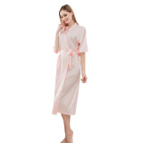 Solid color, slightly elastic, morning gown, satin bathrobe