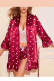 Pajamas, home clothes, striped robes, silk leopard patterned bathrobes, robes, three-point suits,