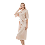 Solid color, slightly elastic, morning gown, satin bathrobe