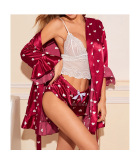 Pajamas, home clothes, striped robes, silk leopard patterned bathrobes, robes, three-point suits,