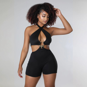 Backless, one-piece, jumpsuit