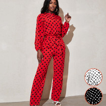 Polka Dot jumpsuit, printed, casual, long sleeved Jumpsuit