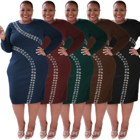 Hollow out, bandage, tight, large women's dress