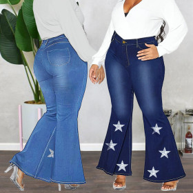 Large, women's, stretch, printed jeans