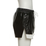 Contrast color, lace up, high waist, Hip Wrap, tight, casual shorts