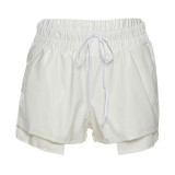 Contrast color, lace up, high waist, Hip Wrap, tight, casual shorts