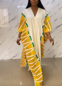 Africa, fruit print, oversized robe, dress