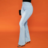 Slightly elastic, high waist, slightly flared horseshoe pants