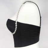 Diamond inlay, shoulder strap, chest wrap, suspender vest, fishbone bra