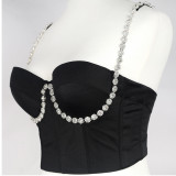 Diamond inlay, shoulder strap, chest wrap, suspender vest, fishbone bra