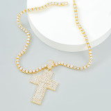 Alloy diamond, Rhinestone, cross pendant, necklace