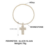 Alloy diamond, Rhinestone, cross pendant, necklace